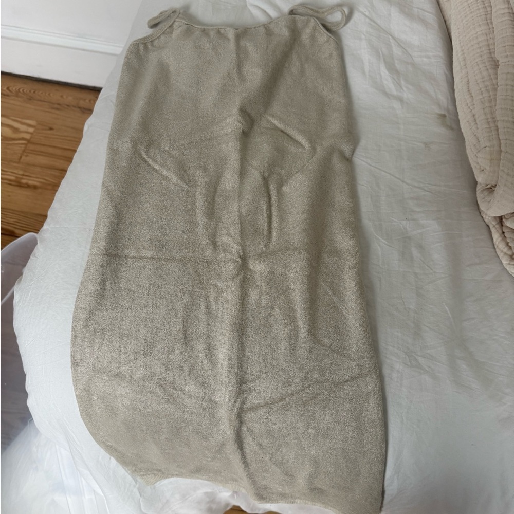 Beige Sleeveless Terry Cloth Dress